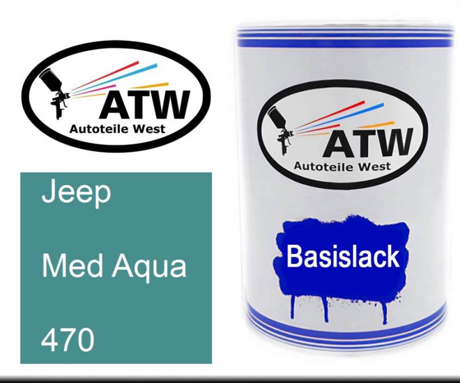 Jeep, Med Aqua, 470: 500ml Lackdose, von ATW Autoteile West.